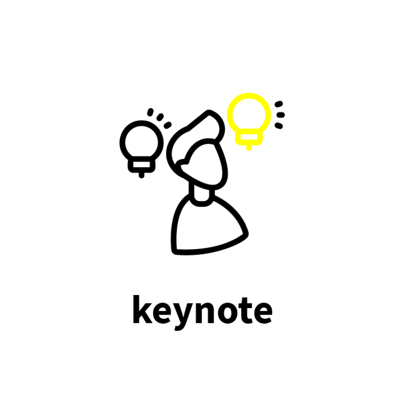 icoon van persoon met 2 lampjes rond zijn hoofd als visualisatie voor een keynote