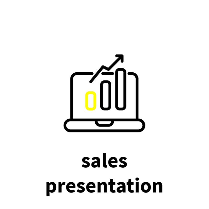 icoon van laptop met grafiek als visualisatie voor een verkooppresentatie